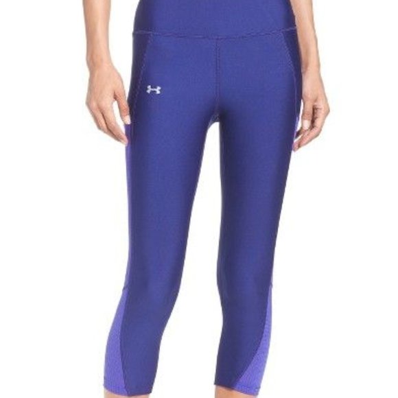 Under Armour Fly By HeatGear Capri Workout Leggings Purple Back Pocket Nordstrom - Picture 3 of 9